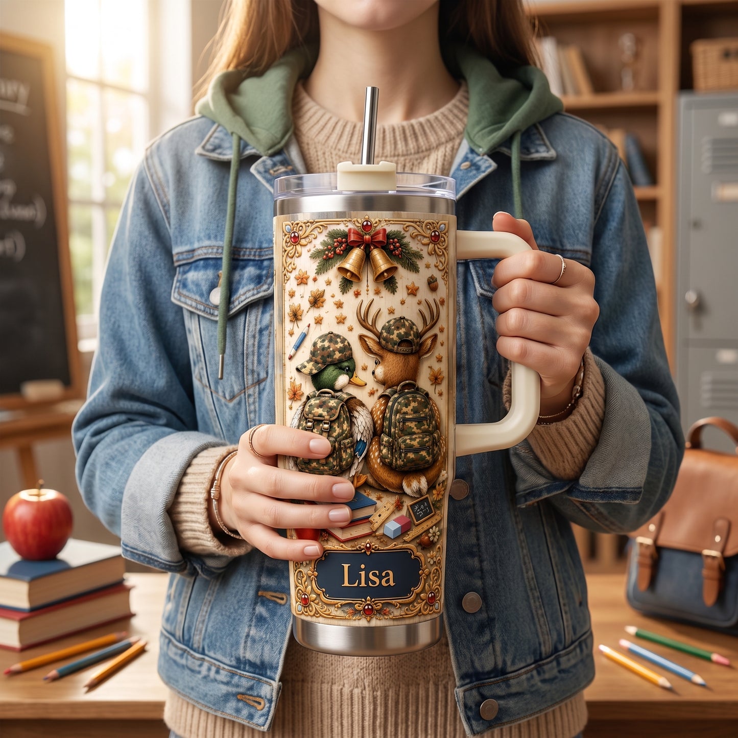 Personalized Cute Duck And Deer Tumbler For Students