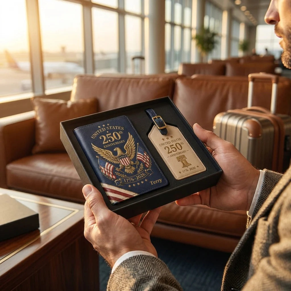 Customized 250th Anniversary Passport Wallet Gift Set