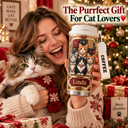 🎄 Personalized Cat Lover Christmas Tumbler