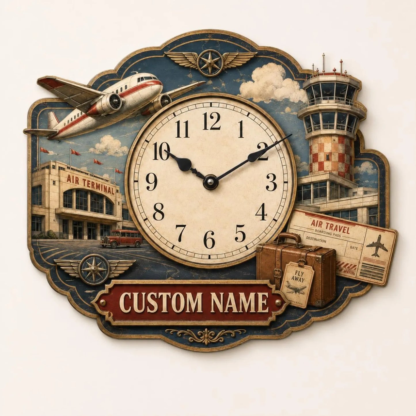 For the Man Who Loves to Travel – Personalized Aviation Wall Clock