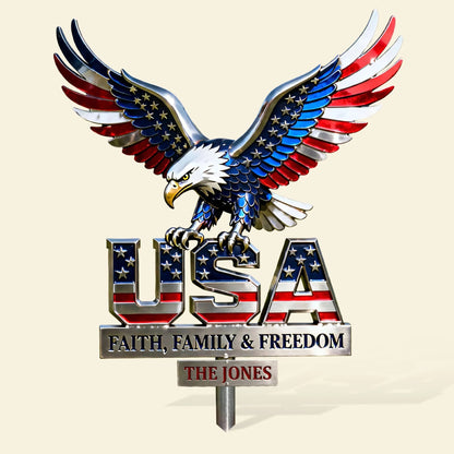 Personalized USA Eagle Family Yard Sign