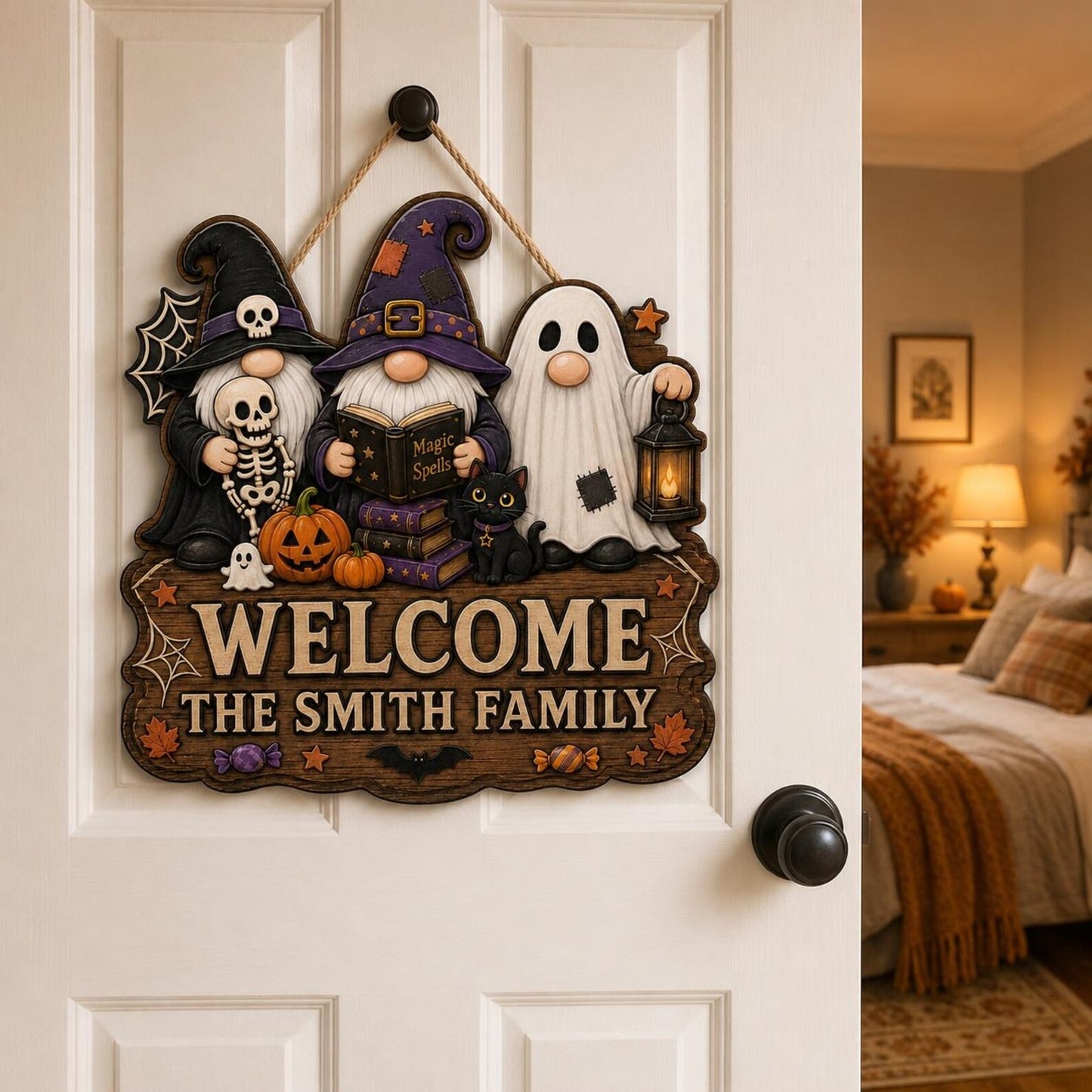 Personalized Halloween Gnome Door Hanging