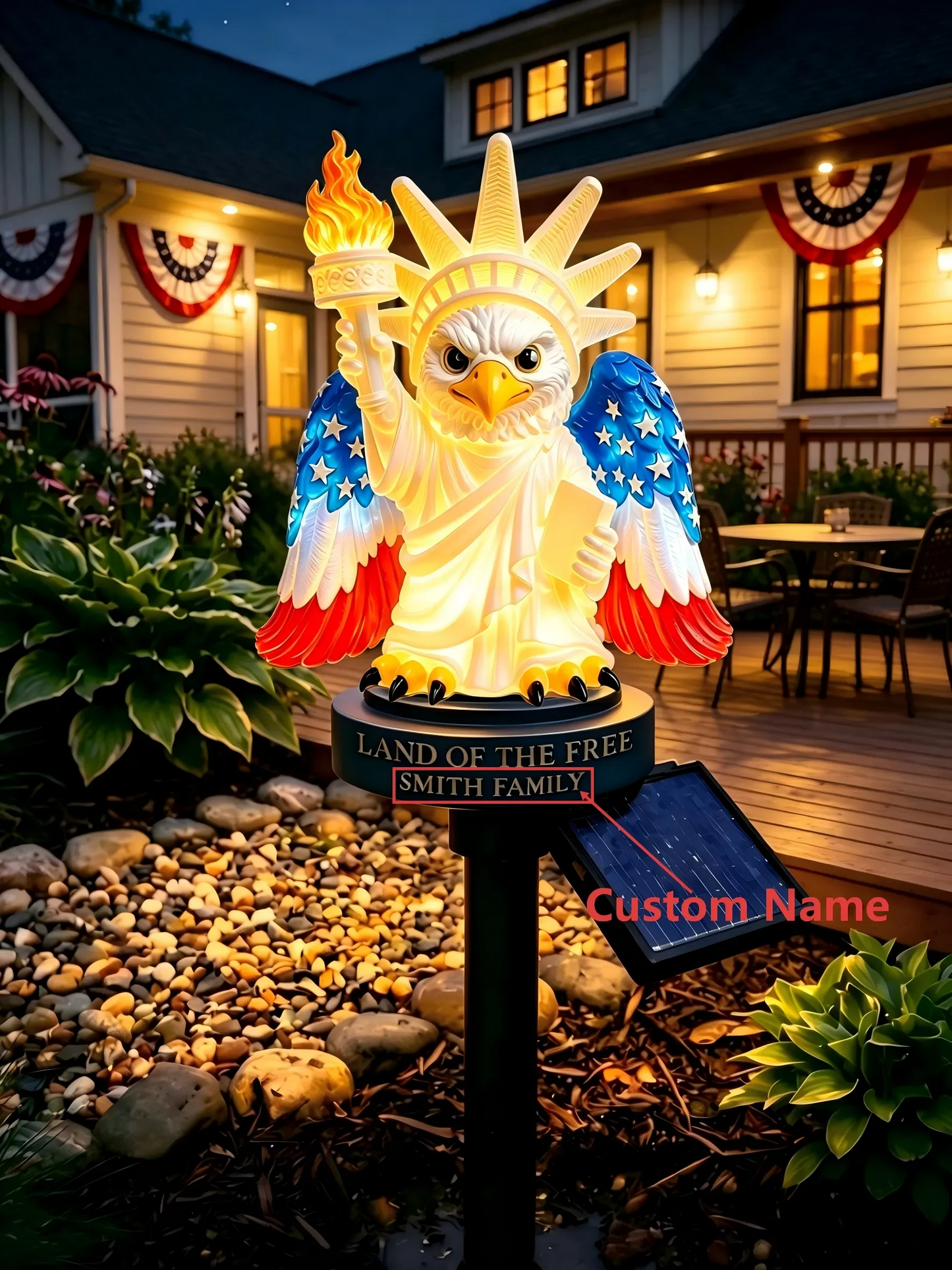 Cute Freedom Eagle Solar Garden Stake Light