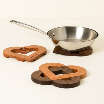 Personalized Interlocking Hearts Trivet Set