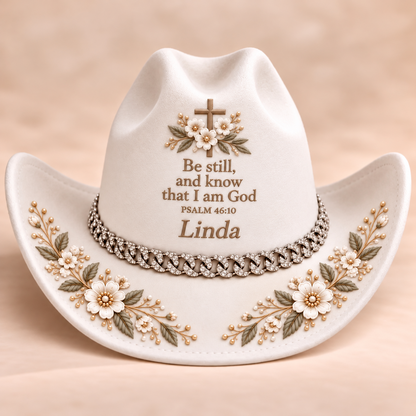 ✝️Personalized Name & Christian Bible Verse Cowgirl Hat – Wear Your Faith