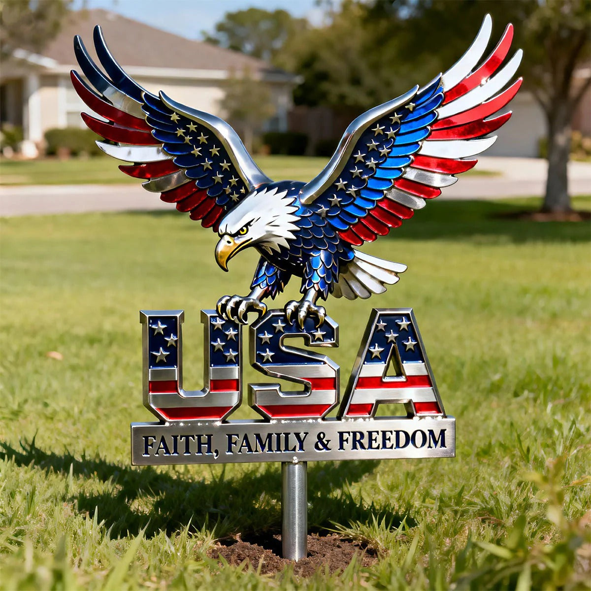 Personalized USA Eagle Family Yard Sign