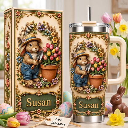 Personalized Gardening Bunny Tumbler with Name