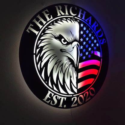 Custom Eagle-Shaped U.S. Flag LED Metal Sign