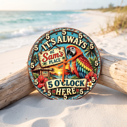 Personalized Tiki Bar Clock – It’s Always 5 O’Clock at Your Place 🍹