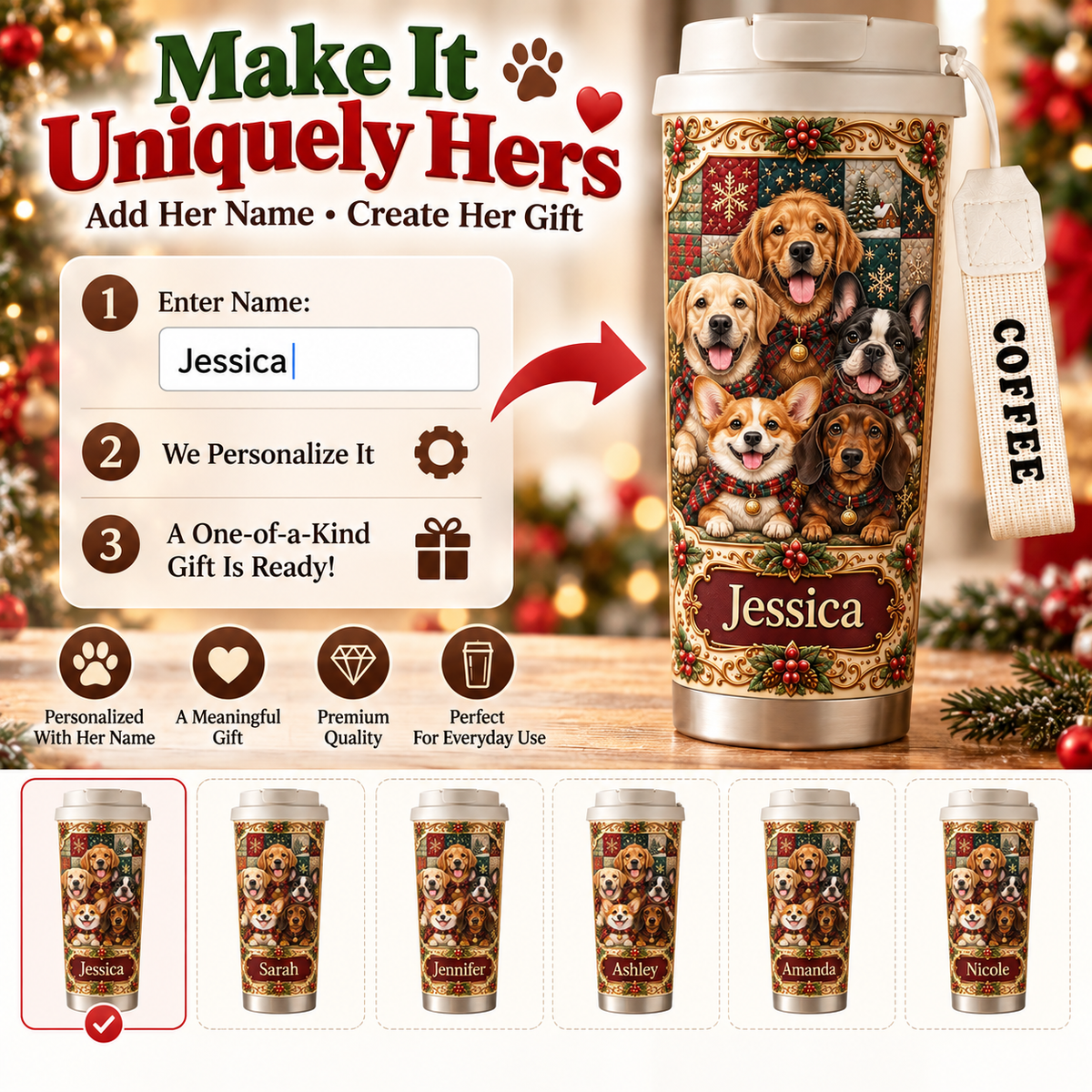 Personalized Dog Mom Tumbler, All Her Fur Babies in One Special Gift