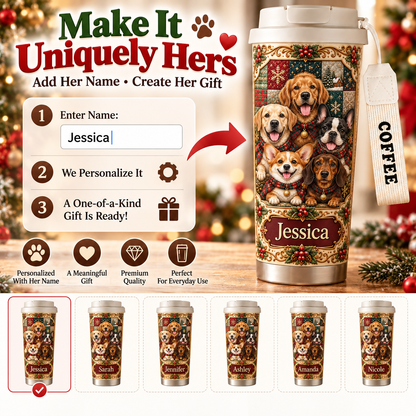 Personalized Dog Mom Tumbler, All Her Fur Babies in One Special Gift