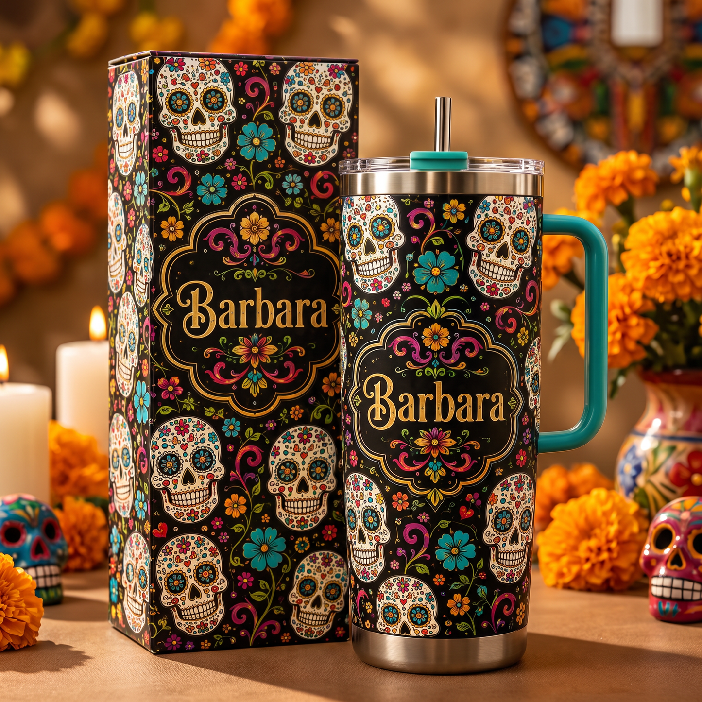 💀Personalized Sugar Skull Tumbler🎁
