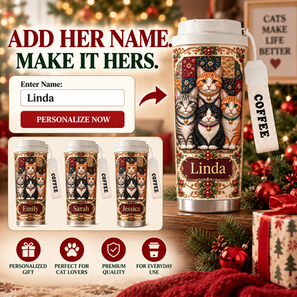 🎄 Personalized Cat Lover Christmas Tumbler