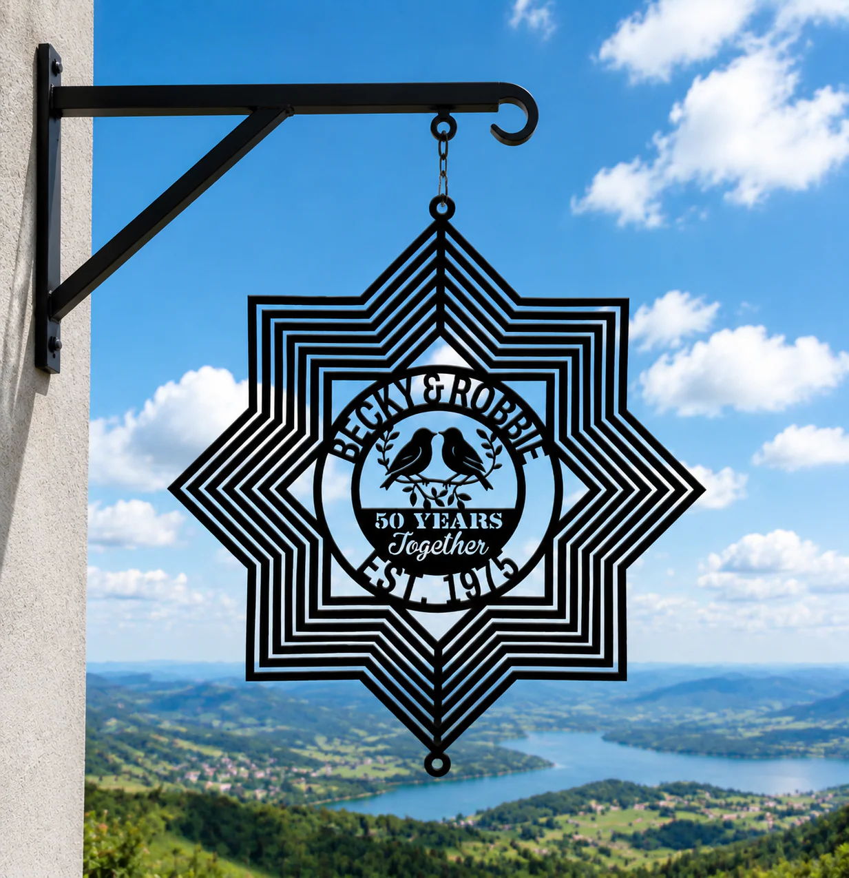 Personalized 50th Anniversary Wind Spinner – Custom Names & Year Gift for Him & Her