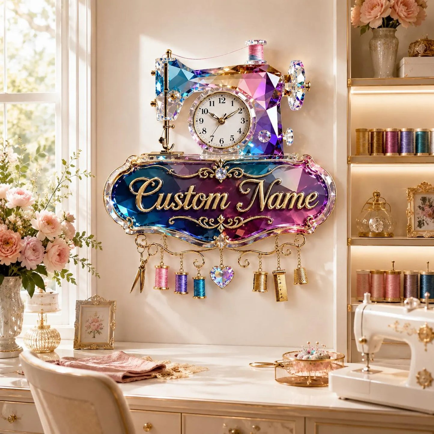 Personalized Sewing Machine Wall Clock