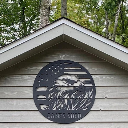Custom Eagle US Flag Metal Sign