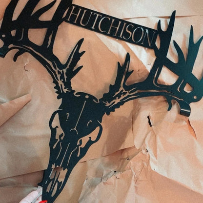 Personalized Metal Deer Skull Rack