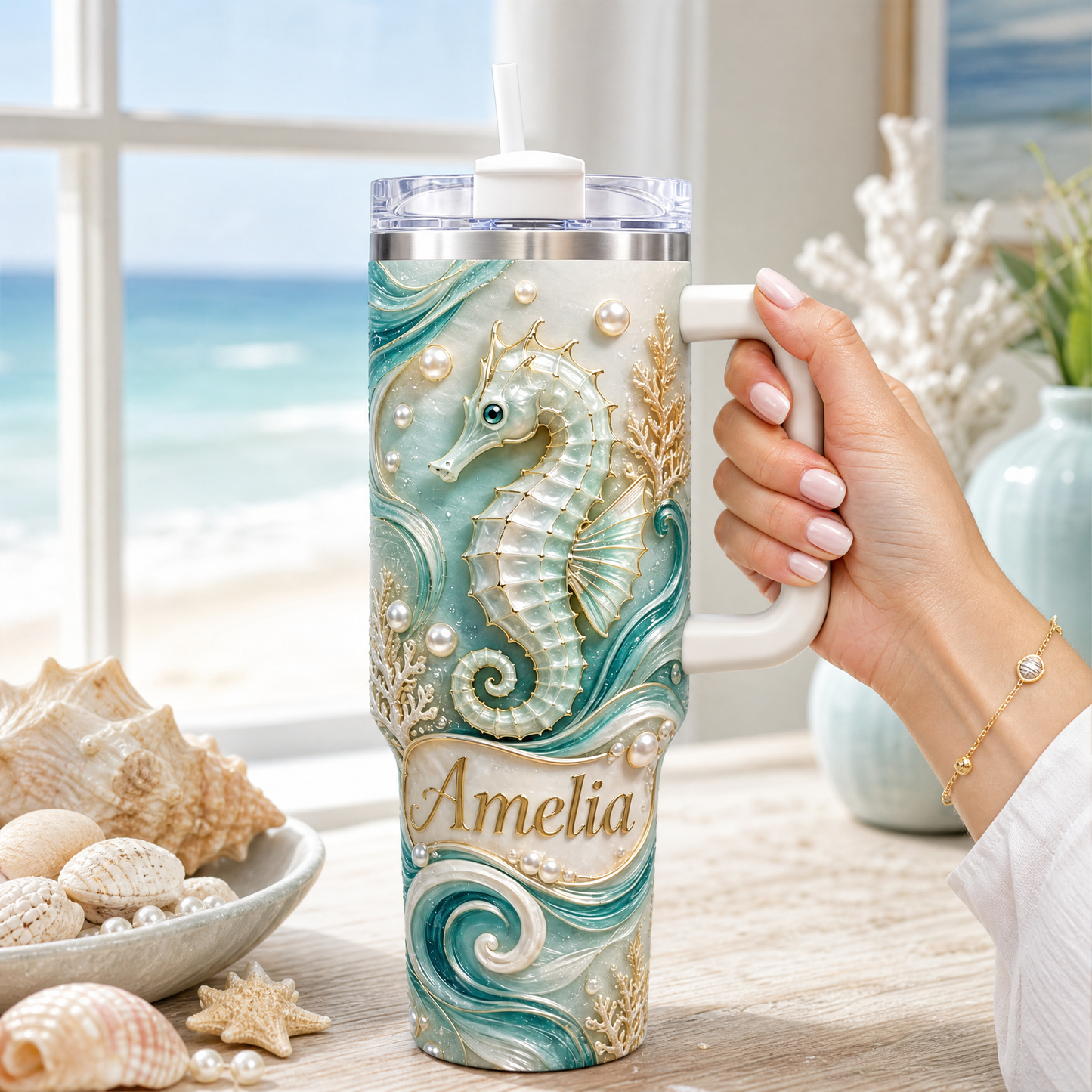 Personalized Seahorse Tumbler With Name