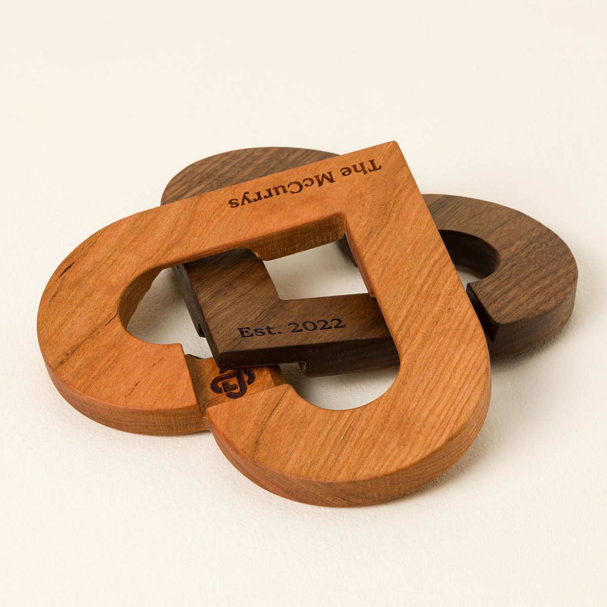 Personalized Interlocking Hearts Trivet Set