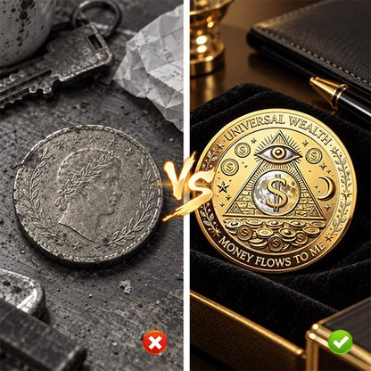 💰3D Wealth Coin – Gold-Tone Prosperity Symbol with Double-Sided Relief