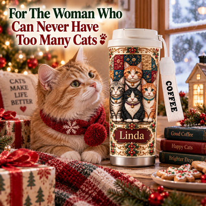 🎄 Personalized Cat Lover Christmas Tumbler