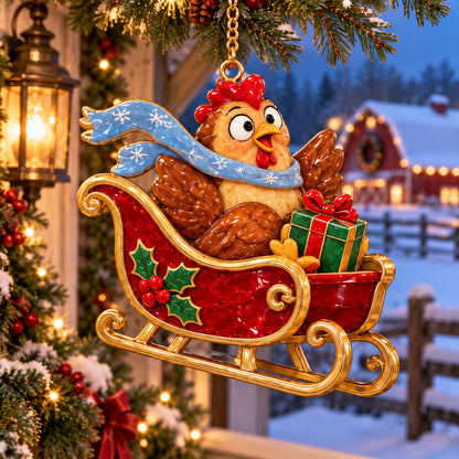 🐔 2026 Christmas Chicken Ornaments – Set of 6 Festive Farmhouse Holiday Keepsakes