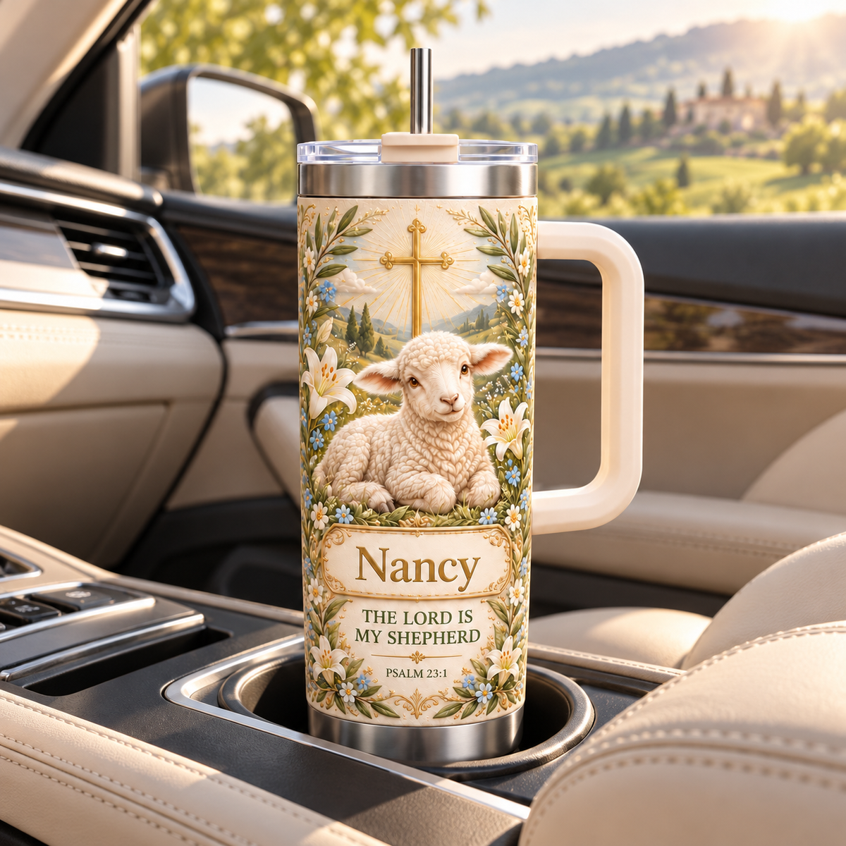 🐑 Wrapped in Faith — Personalized Christian Lamb Insulated Tumbler ✨