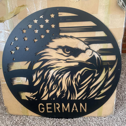Custom Eagle US Flag Metal Sign