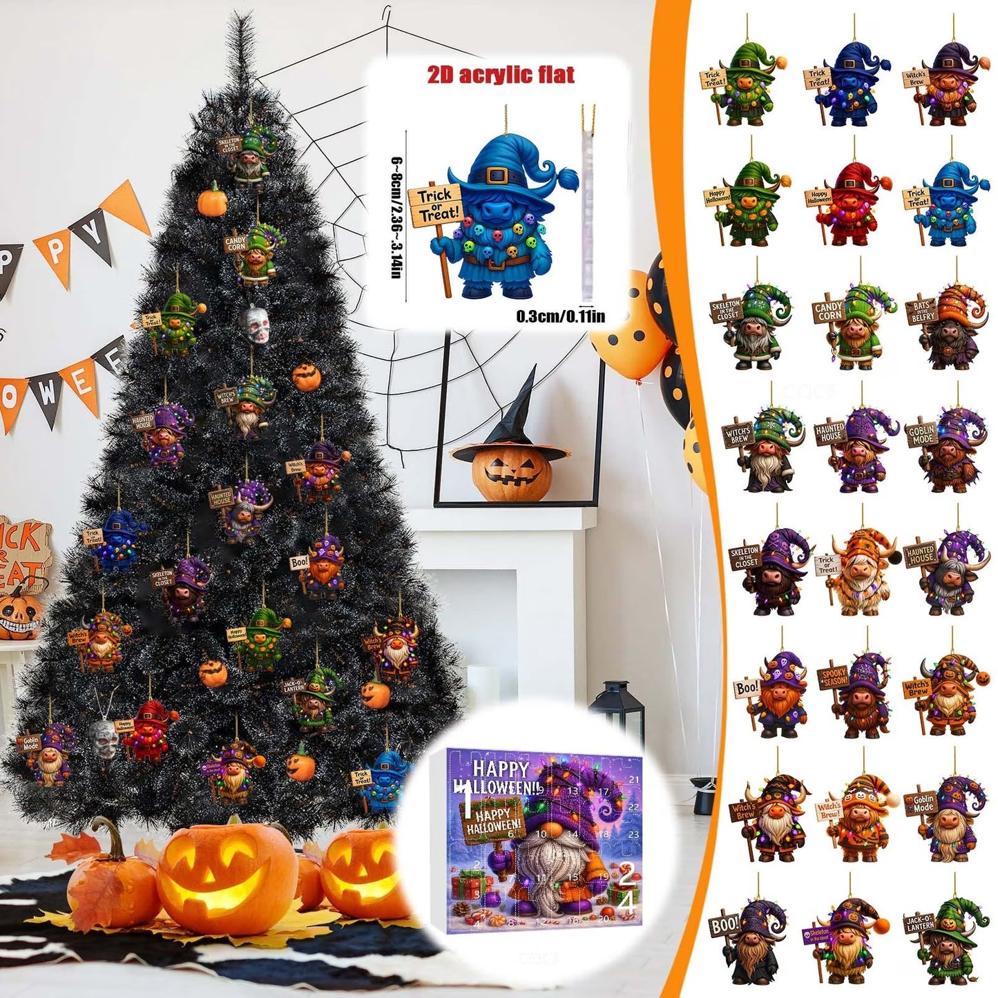 Halloween Gnome Advent Calendar 2026 – 24 Days Countdown Surprise Ornaments