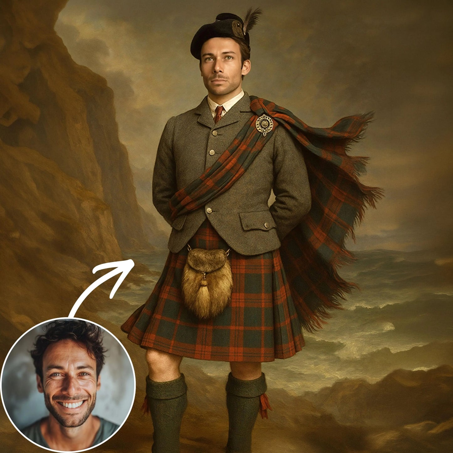 Custom Portrait for Him in Kilt