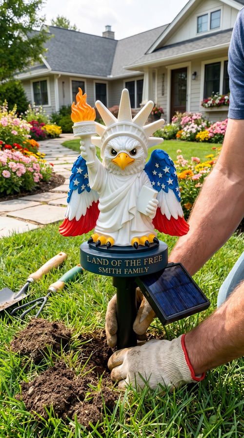 Cute Freedom Eagle Solar Garden Stake Light