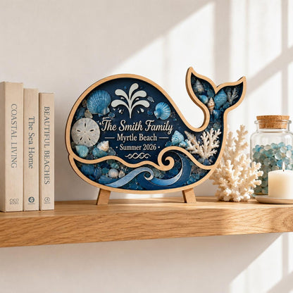 Personalized Whale Shadow Box, Beach House Decor