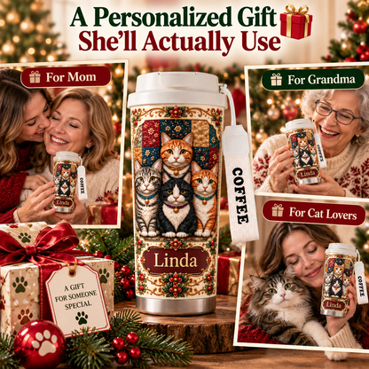 🎄 Personalized Cat Lover Christmas Tumbler