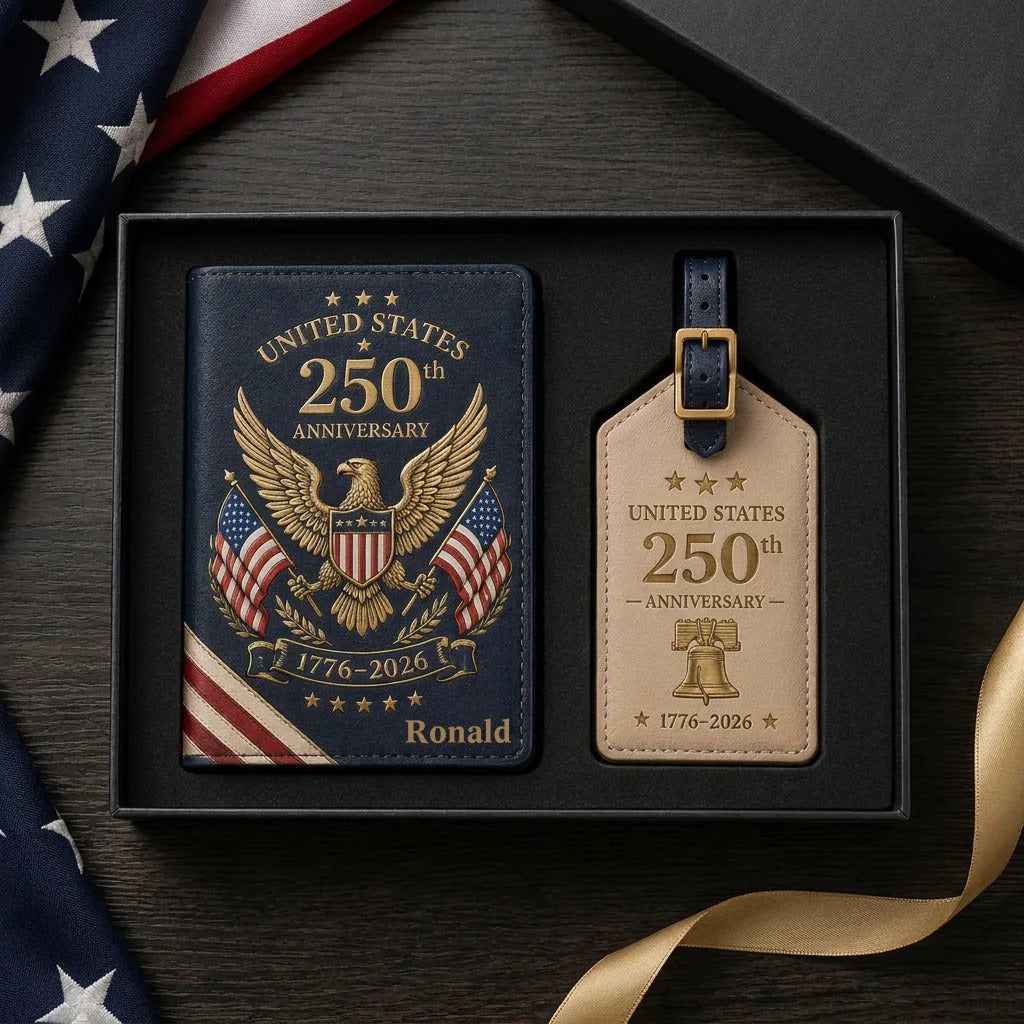Customized 250th Anniversary Passport Wallet Gift Set