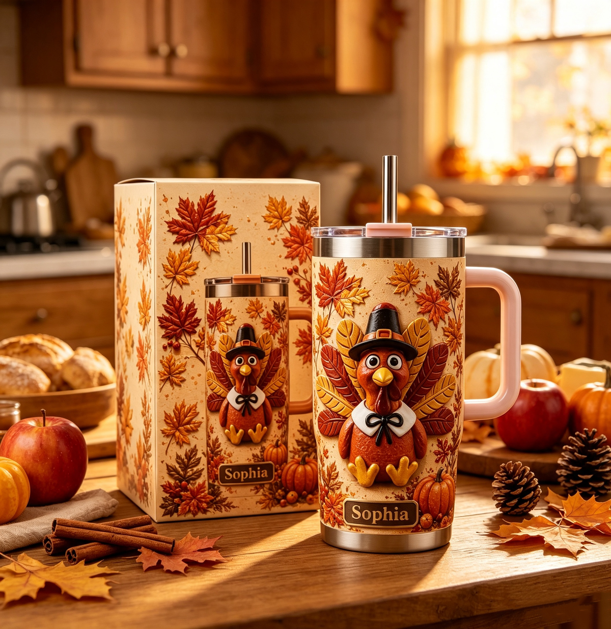 🦃 Personalized Thanksgiving Turkey Tumbler - Gift Cup For Her