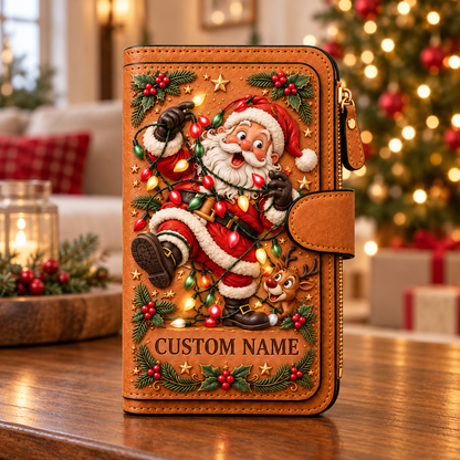 🎄 Personalized Christmas Mischief Wallet – 6 Funny Designs, Your Name! 🎁