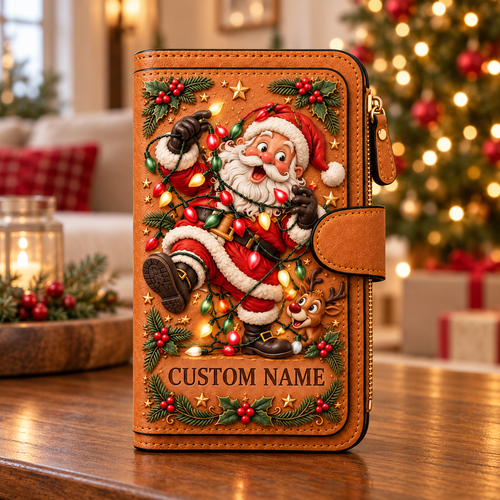 🎄 Personalized Christmas Mischief Wallet – 6 Funny Designs, Your Name! 🎁