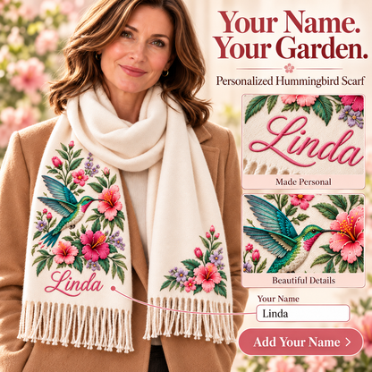 🌸 Personalized Garden Animal Scarf – Your Name, Your Nature