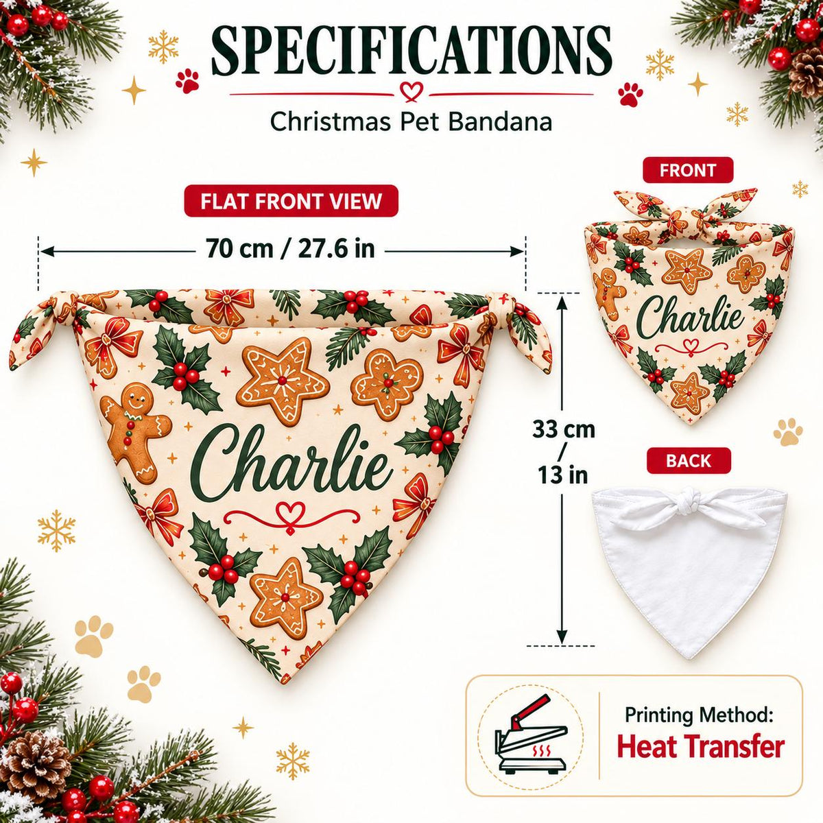 Personalized Christmas Pet Bandana • Because They’re Family, Too 🎄