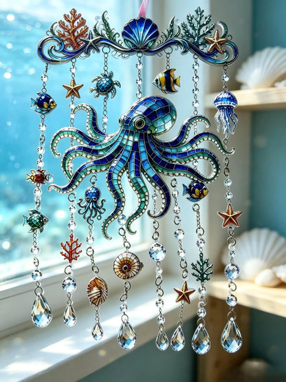 Ocean-Themed Crystal Wind Chime – 🌊 Bring the Sparkle of the Ocean to Your Garden