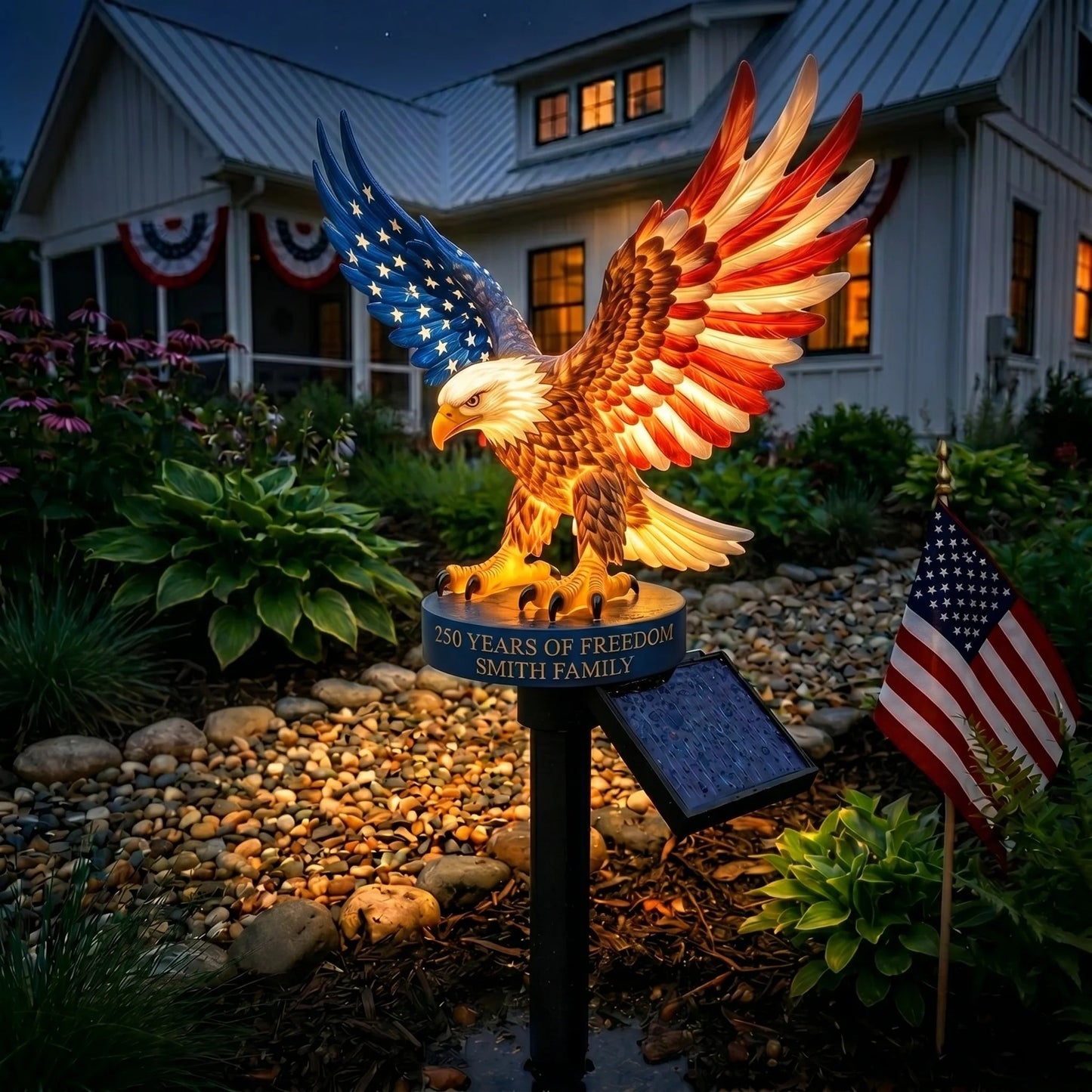 🦅 Personalized Solar Eagle Garden Light