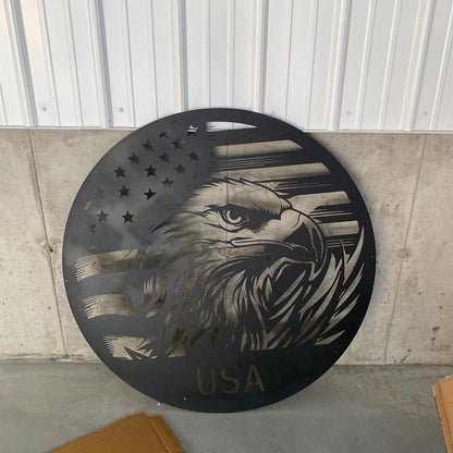 Custom Eagle US Flag Metal Sign