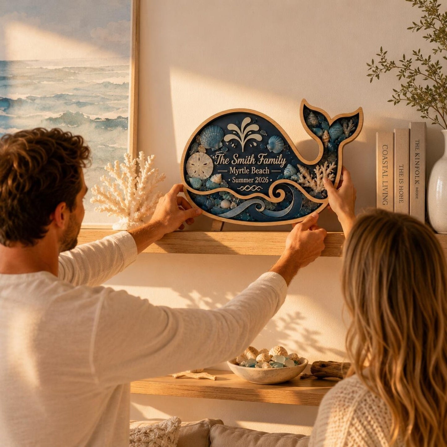 Personalized Whale Shadow Box, Beach House Decor