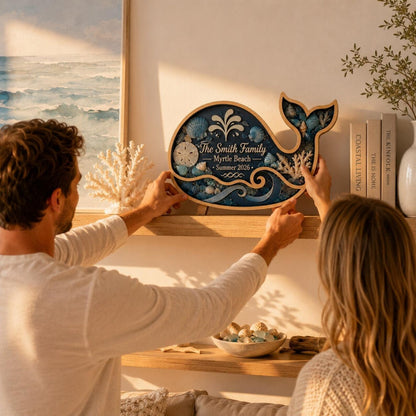Personalized Whale Shadow Box, Beach House Decor