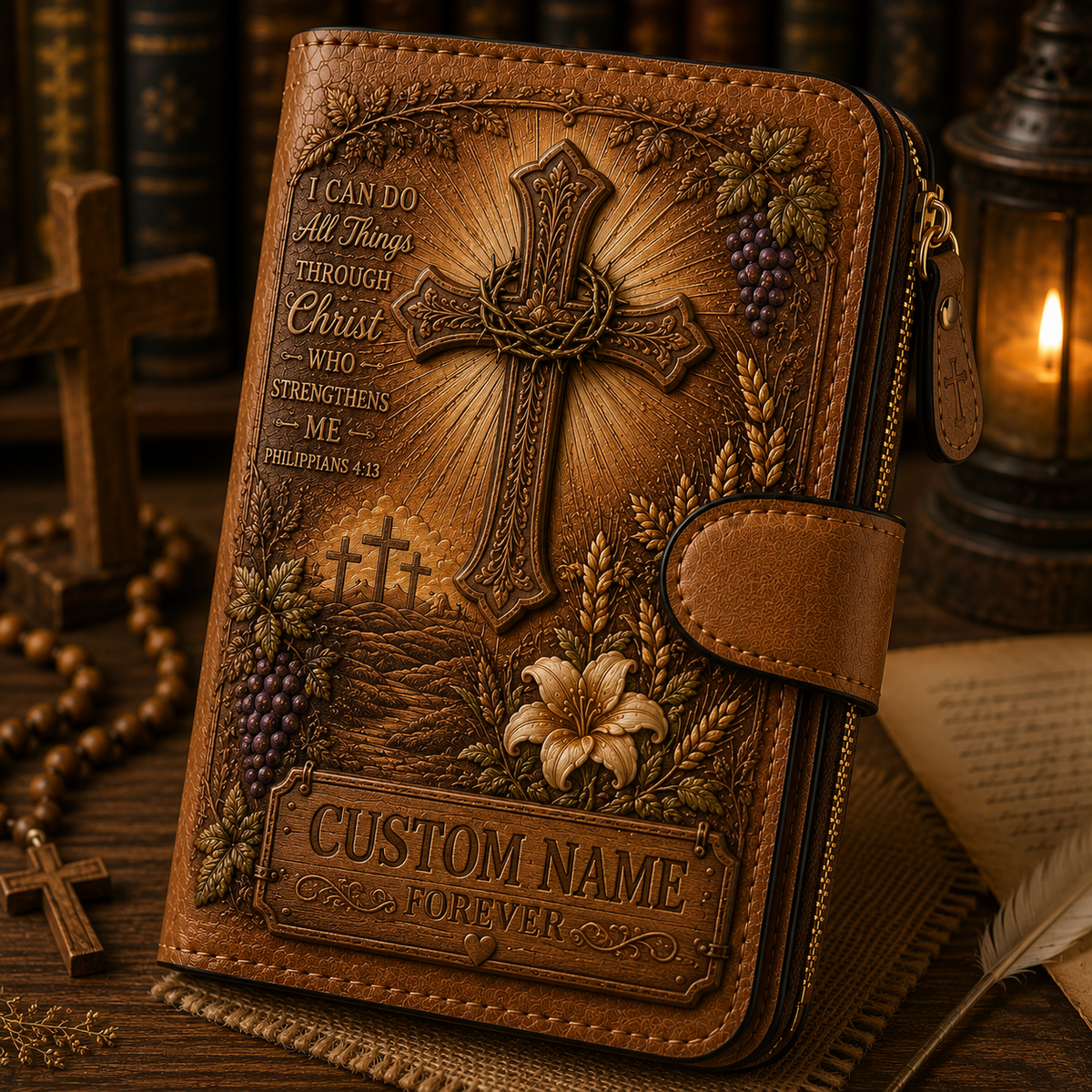 🙏 Personalized Christian Wallet with Custom Name – Bible Verse Faith Gift for Believers
