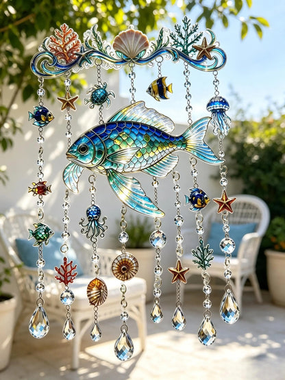 Ocean-Themed Crystal Wind Chime – 🌊 Bring the Sparkle of the Ocean to Your Garden