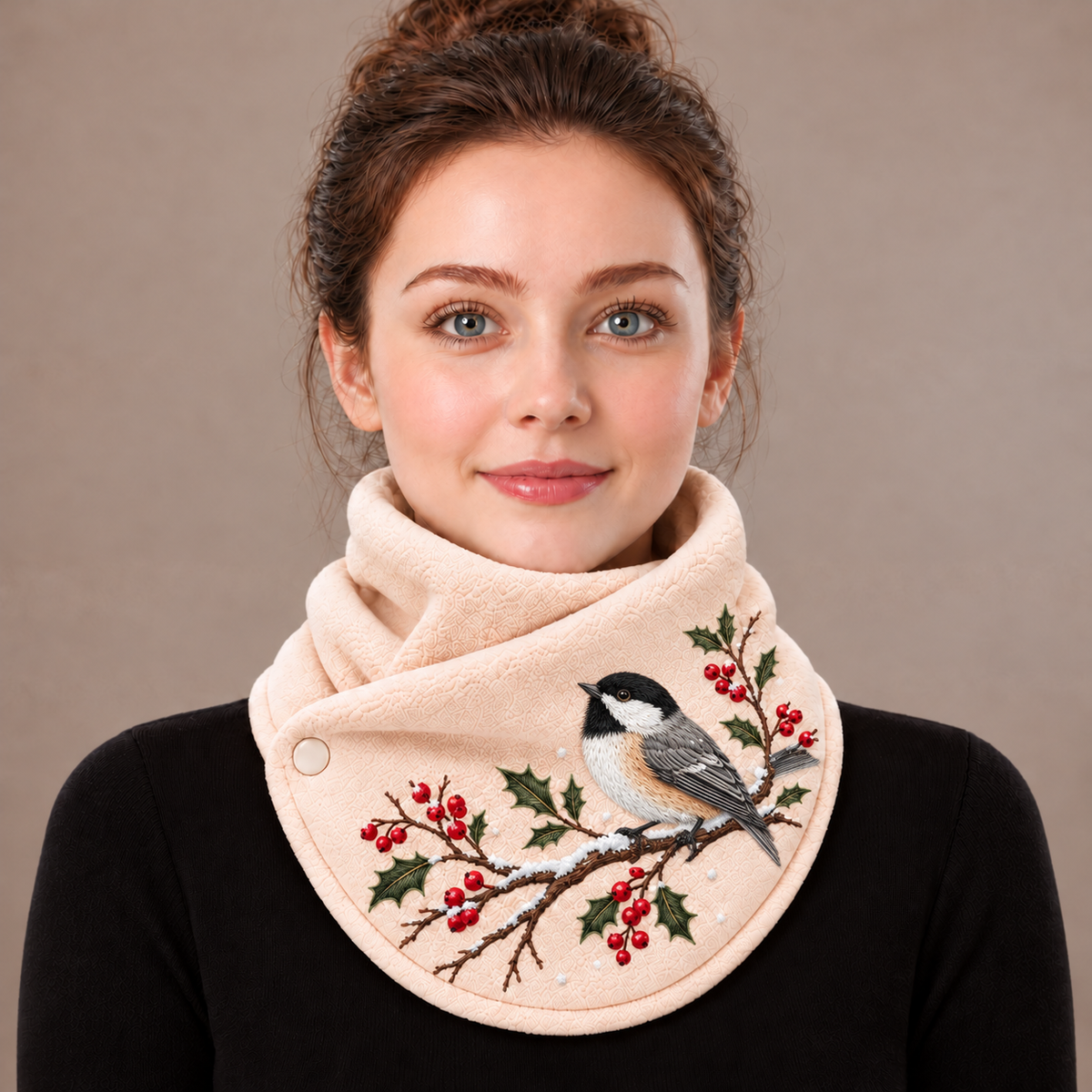 Winter Songbird Embroidered Neck Warmer ❄️ A Cozy Gift for Bird Lovers