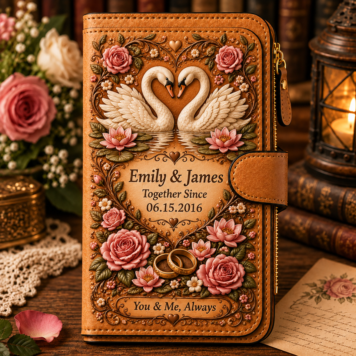 💕 Your Love, Always With Her — Personalized Vintage Romance Wallet