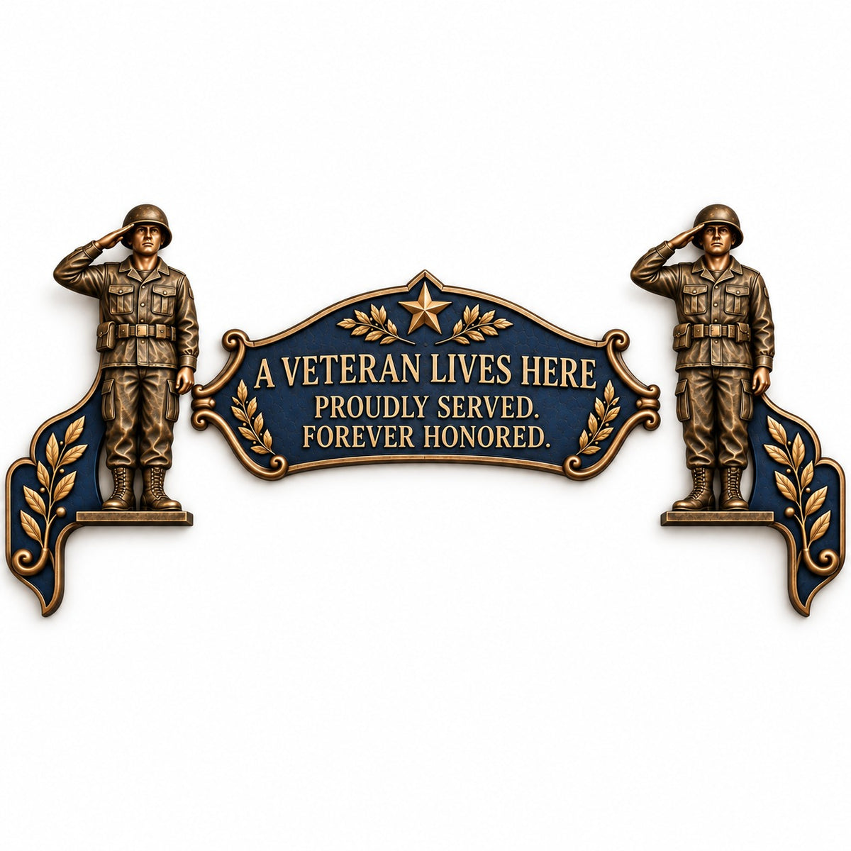 🎖️✨ 'A Veteran Lives Here' – Proudly Served 3-Piece Door Frame Decor Set