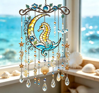 Ocean-Themed Crystal Wind Chime – 🌊 Bring the Sparkle of the Ocean to Your Garden